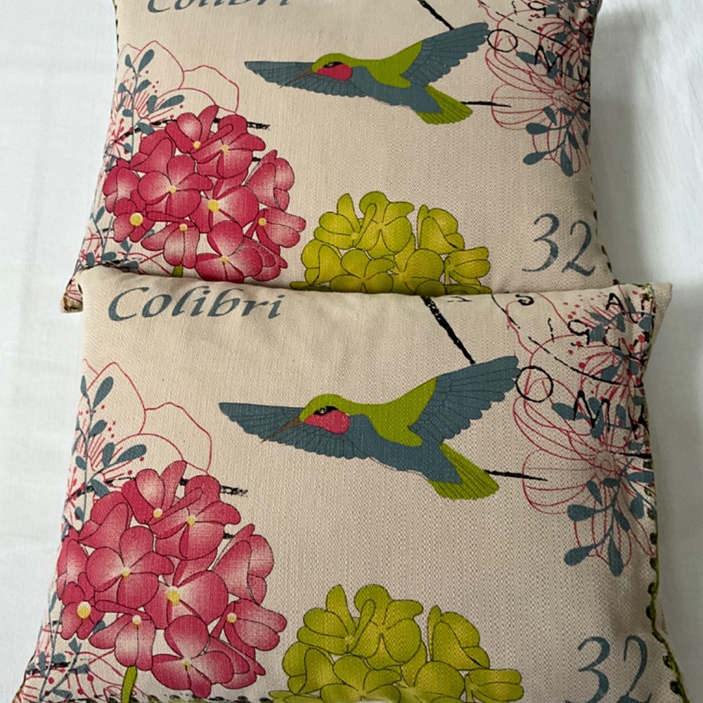 PAIR Colibri Bird Floral Accent Throw Pillows (#1) - Picture 16 of 16